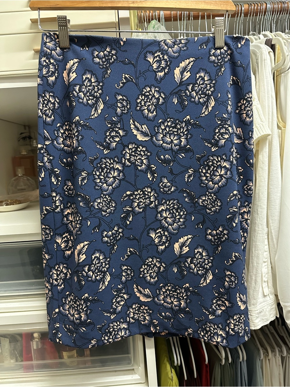 Banana Republic Blue Floral Pencil Skirt